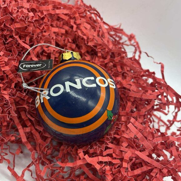 EUC Denver Broncos Glass Ball Christmas Ornament with Tag - Picture 4 of 7